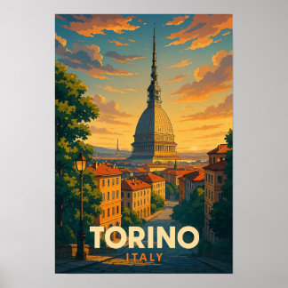 Affiche de voyage vintage Torino Italie