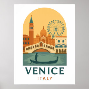Affiche de voyage Vintage Venise Italie – Minimali