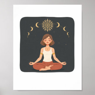Affiche de yoga méditatif sur les phases lunaires 