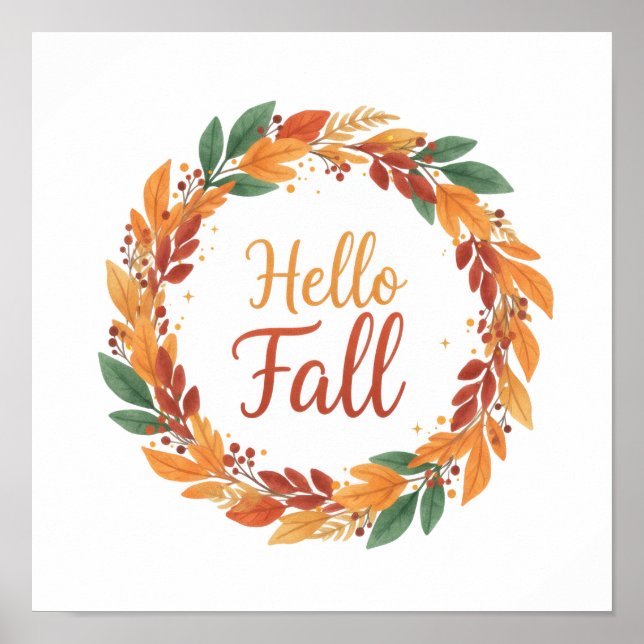 Affiche décorative avec Hello Fall (Devant)