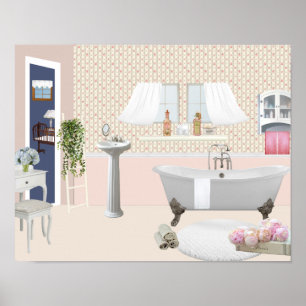 Affiche décorative de salle de bains de pêche avec