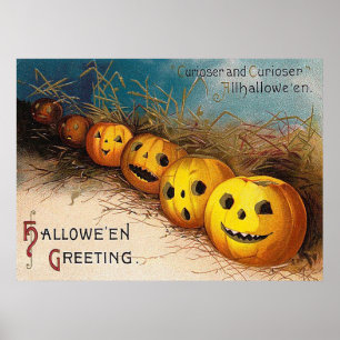 Affiche décorative Vintage Halloween citrouille