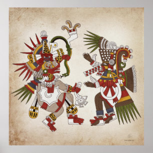 Affiche d'Ehecatl et de Tezcatlipoca