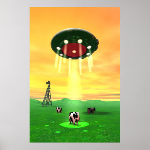 Affiche d'enlèvement de vache cosmique
