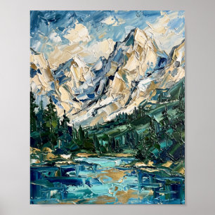 Affiche des Alpes suisses Peinture à l'huile abstr