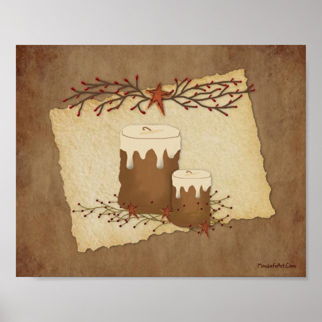 Affiche des bougies de pays primitives (Devant)