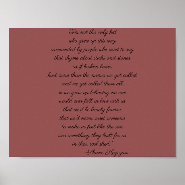 Affiche des citations de Shane Koyczan (Devant)