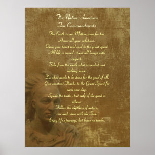 Affiche des dix commandements amérindiens