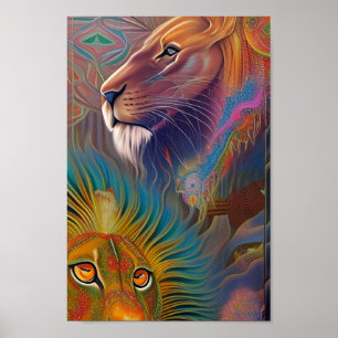 affiche des lions de la jungle
