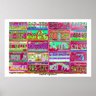 affiche des plaques d'immatriculation vintages