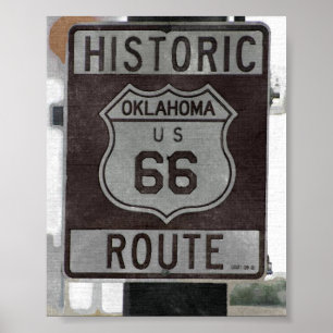 Affiche des signes de la Route 66 Oklahoma