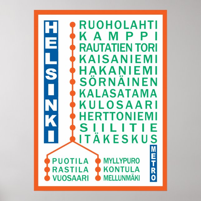 Affiche des stations de métro d'Helsinki (Devant)
