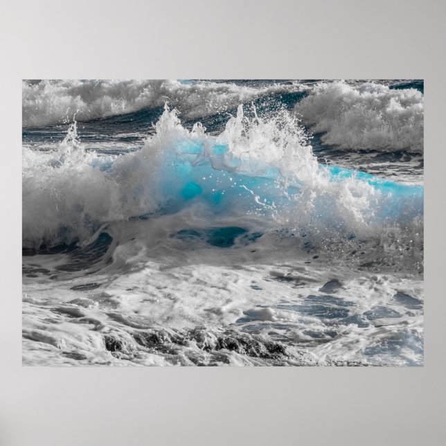 affiche des vagues océaniques (Devant)