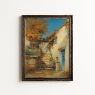 Affiche d'escalier de cour méditerranéenne en auto