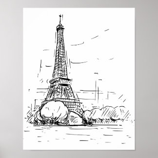 Affiche Dessin de la Tour Eiffel