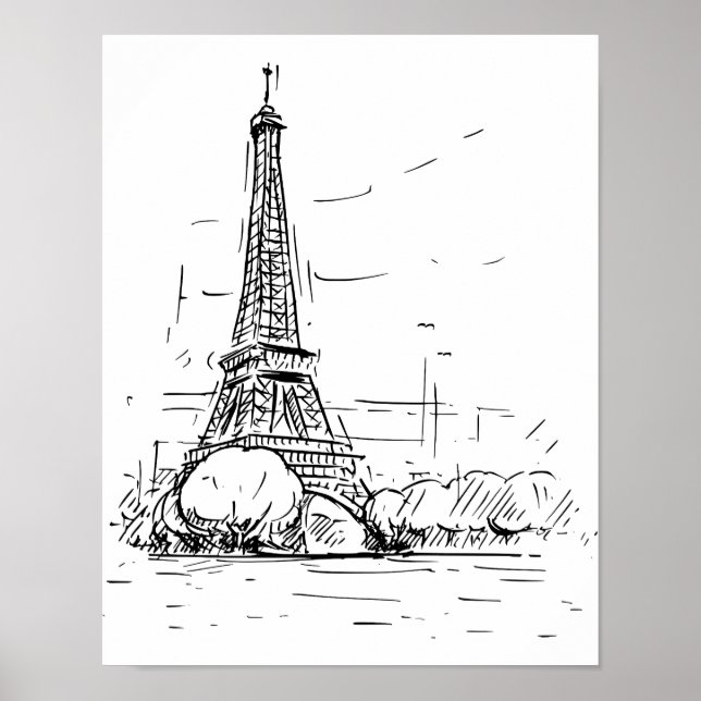 Affiche Dessin de la Tour Eiffel (Devant)