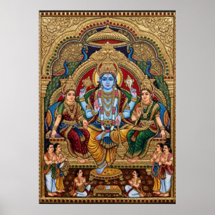 Affiche dévotionnelle de Tanjore Vishnu Traditio
