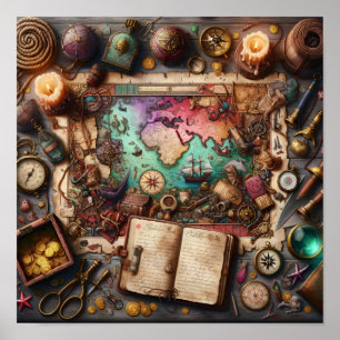 Affiche d'exploration de carte au trésor pirate vi