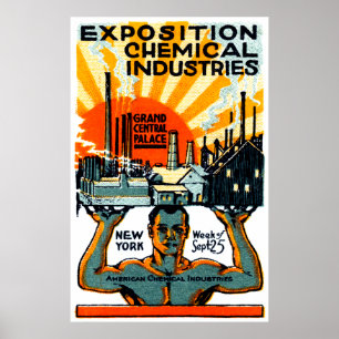 Affiche d'exposition de 1917 produits chimiques