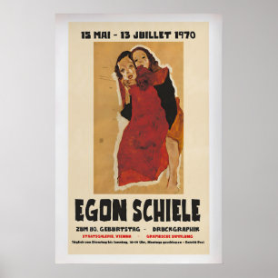 Affiche d'exposition Egon Schiele 1970 Art vintage