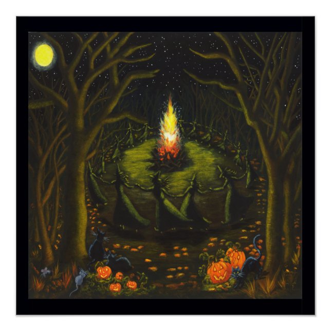Affiche d'Halloween 20 x 20 sorcières dansant (Devant)