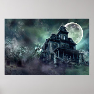 Affiche d'horreur de maison hantée – Manoir fantom