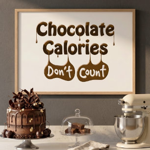 Affiche d'humour diététique sur les calories du ch