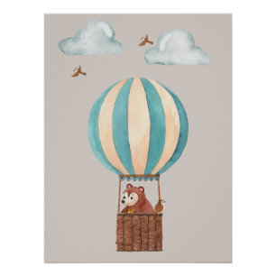 Affiche d'illustration de ballon à air chaud avec