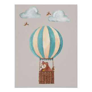 Affiche d'illustration de ballon à air chaud avec 