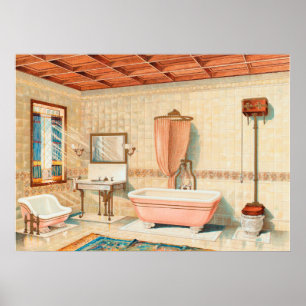 Affiche d'illustration de design d'intérieur vinta