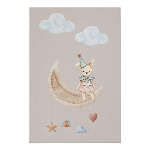 Affiche d'illustration de poupée mignonne sur un c
