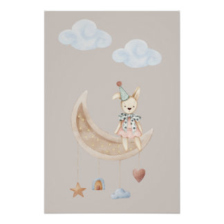 Affiche d'illustration de poupée mignonne sur un c
