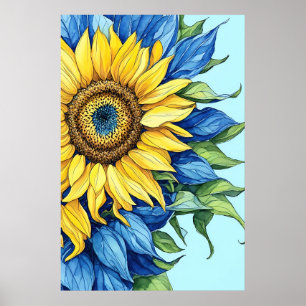 Affiche d'illustration de tournesol détaillée