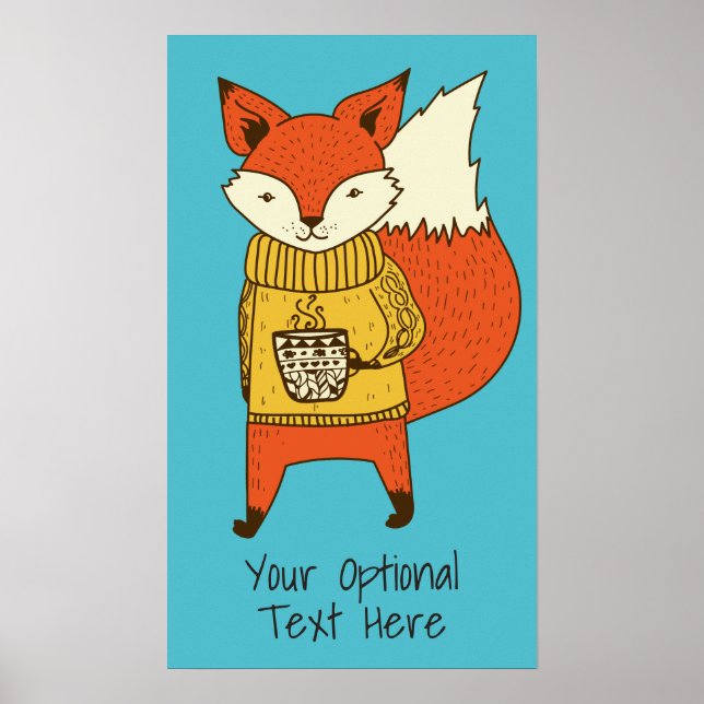 Affiche d'illustration Fox de texte personnalisée (Devant)