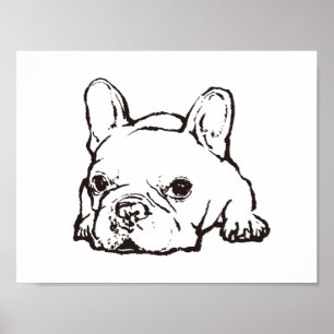 Affiche d'illustration manuscrite de Bulldog en fr