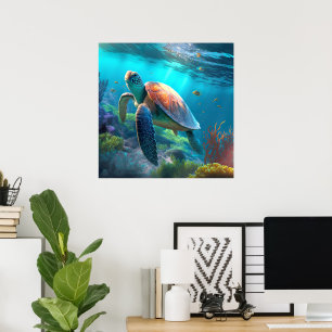 Affiche d'image de tortue de mer personnalisée déc