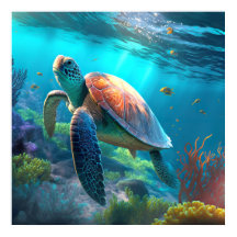 Affiche d'image de tortue de mer personnalisée déc