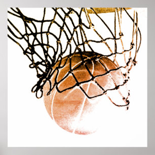 Affiche d'impression de ballon de basket marron ca