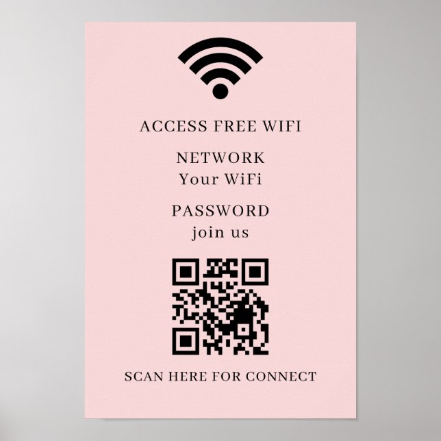 Affiche d'impression de code QR WiFi pour se conne (Devant)