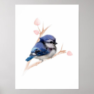 Affiche d'impression de l'oiseau geai bleu