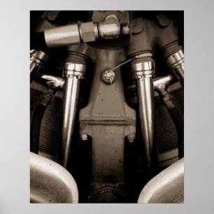 Affiche d'impression de moteur d'avion noir et bla