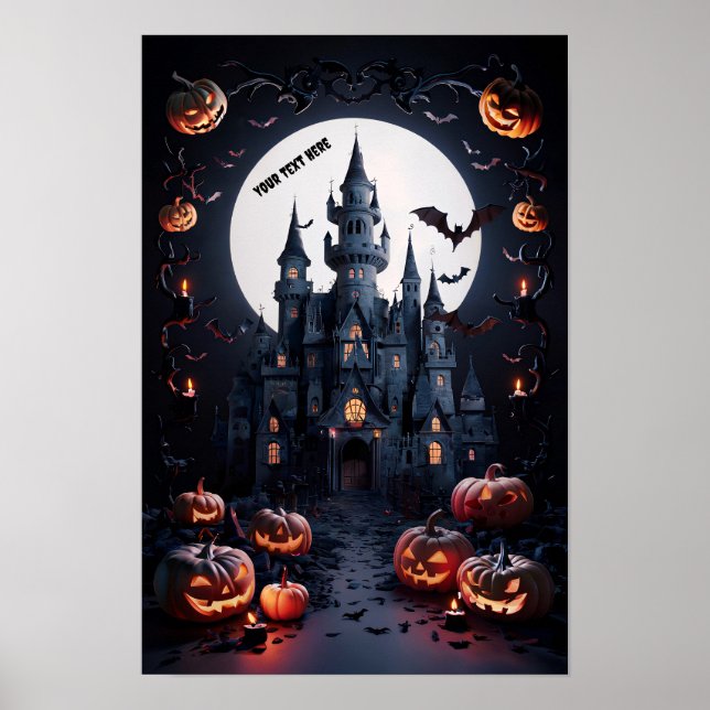 Affiche d'invitation blanche Halloween #4 (Devant)
