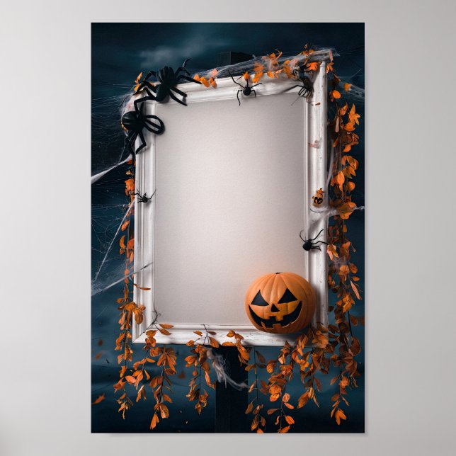 Affiche d'invitation blanche Halloween #4 (Devant)