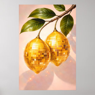 Affiche Disco Lemon, Art de Fruit à Boule Disco Ré