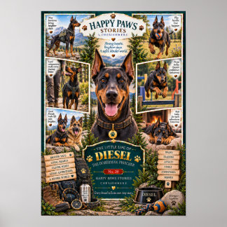Affiche Doberman Pinscher La Petite Vie de Diesel