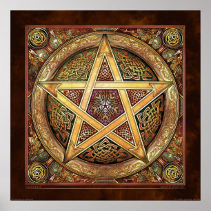 Affiche d'or de pentagramme de Knotwork (22x22")