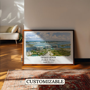 Affiche d'Orange Beach Alabama, Aquarelle, Sur mes