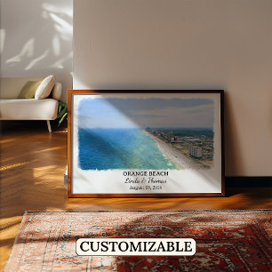 Affiche d'Orange Beach Alabama, Aquarelle, Sur mes
