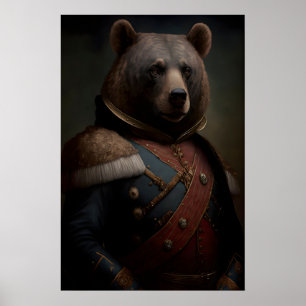 Affiche d'ours de peinture militaire de la Renaiss