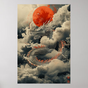 Affiche Dragon Japonais Ukiyo-e – Puissance Mythiq
